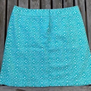 Ann Taylor teal white skirt 10